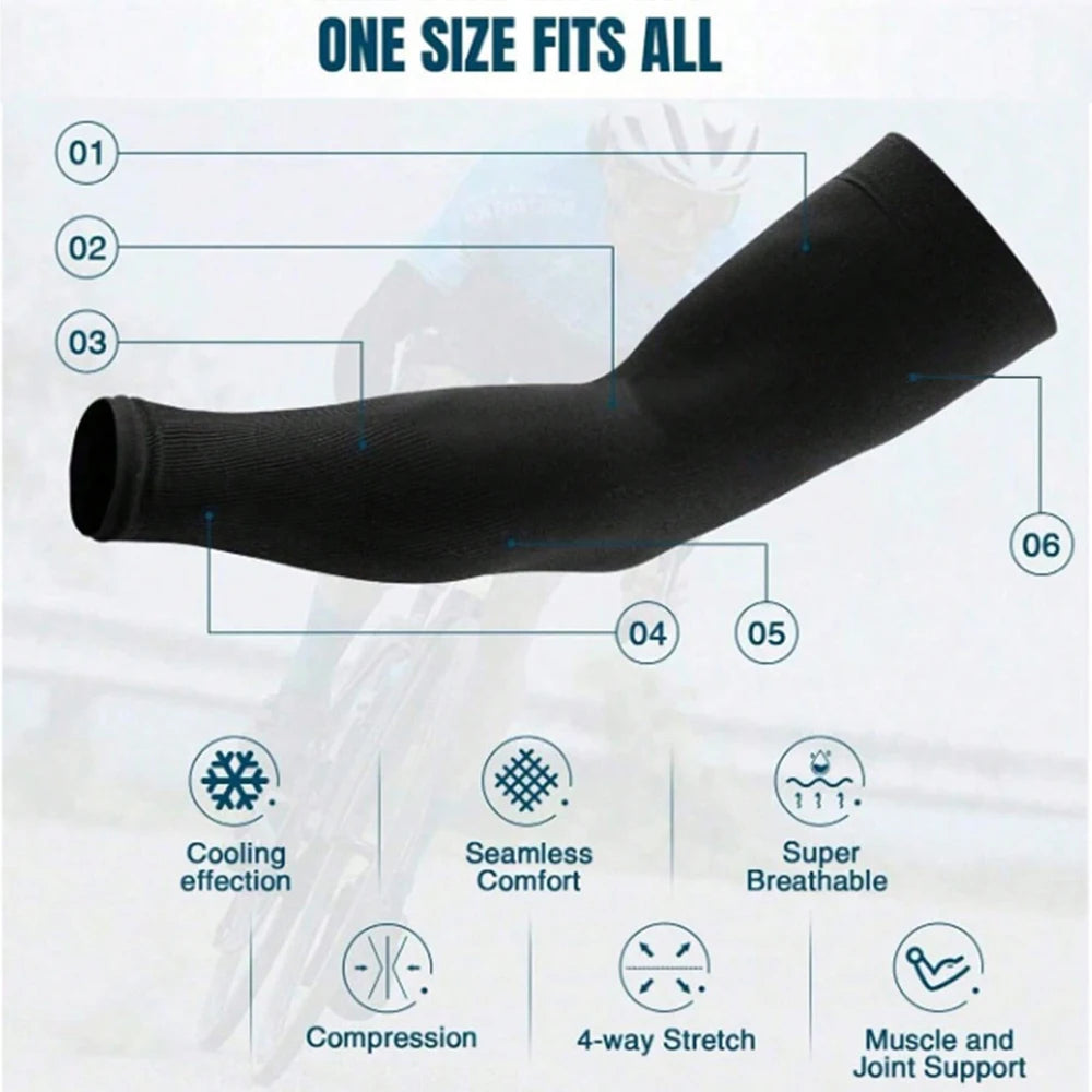 Ice Silk Sun Protection Arm Sleeves – 3 Pairs, Unisex