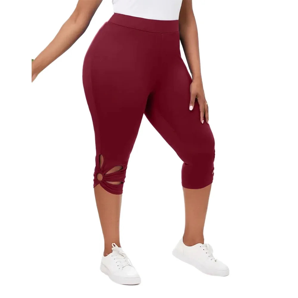 Women's plus Size Stretch Leggings Summer Elastic Waist Seamless Casual Capri Pants Short Length Essential Leggins for Mujer