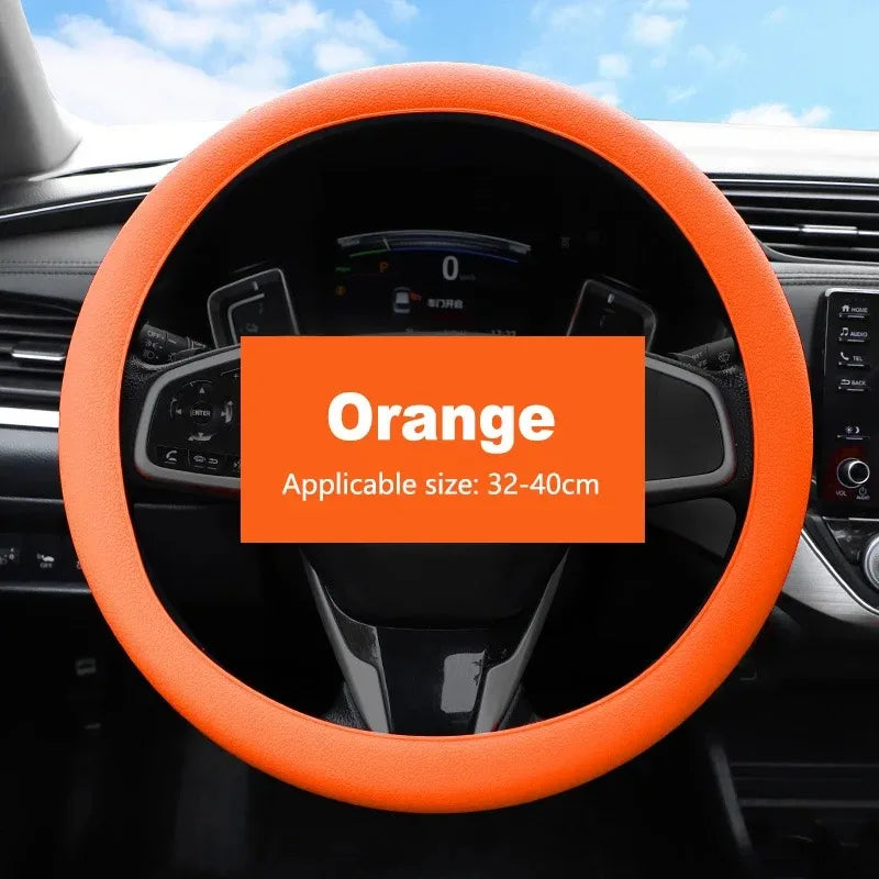 Non-Slip Silicone Steering Wheel Cover – Universal 38cm, Breathable & Elastic