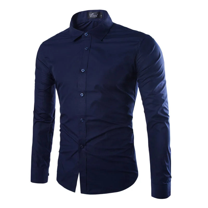 Men's Casual Long Sleeve Shirt - Solid Color Candy Collection (M-3XL)