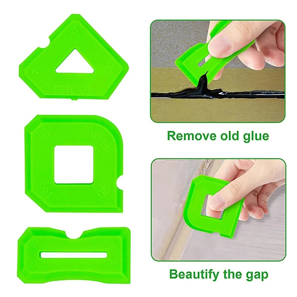 Caulking & Silicone Finishing Tool Kit — Scraper, Smoother & Grout Remover Set