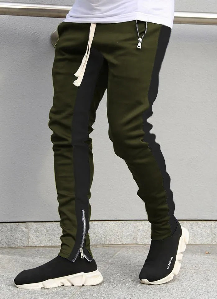 Men's Casual Knitted Jogger Pants with Optional Zip Pockets – Solid Color Sweatpants