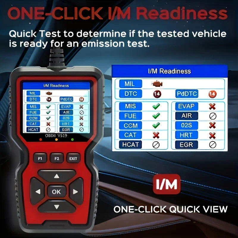V519 OBD2 Car Diagnostic Scanner – USB Powered, Real-Time Data, Reads & Clears Engine Codes