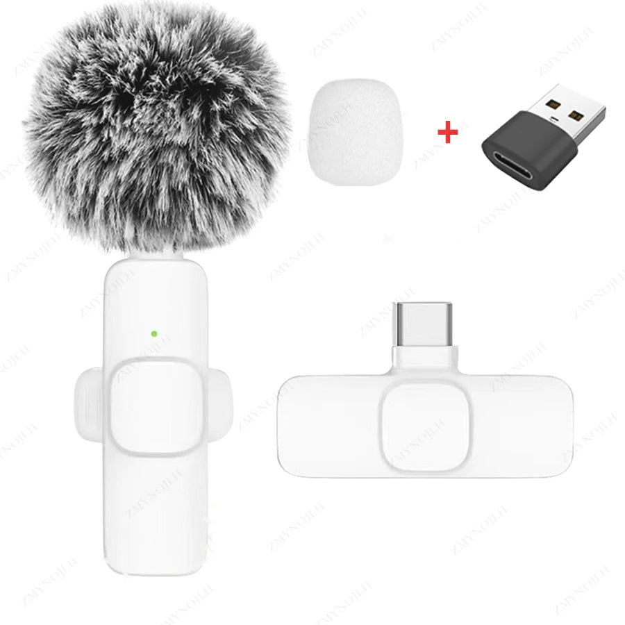 Portable Mini Wireless Lavalier Microphone — Plug & Play for iPhone & Android