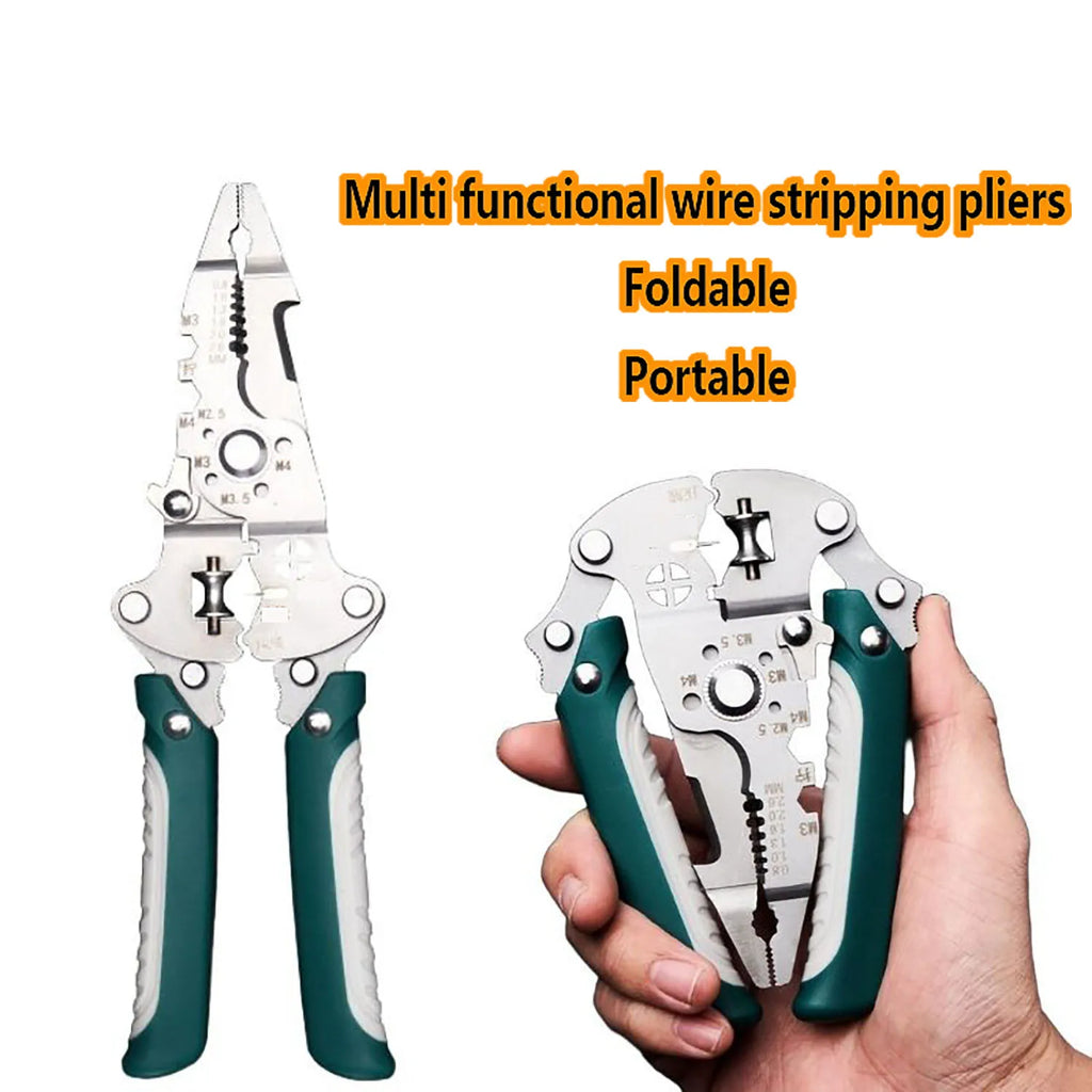 Foldable 18-in-1 Wire Stripping & Crimping Pliers – Electrician Multi-Tool