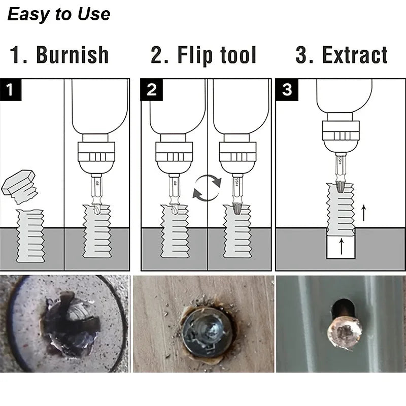 6-Piece Damaged Screw Extractor Set – HSS Drill Bit, Stripped & Broken Screw Remover Kit