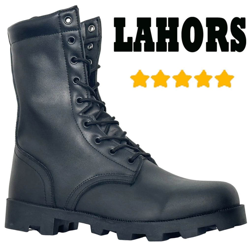 Men's Tactical Combat Boots – Genuine Leather, Lace-Up Outdoor Hiking & Work