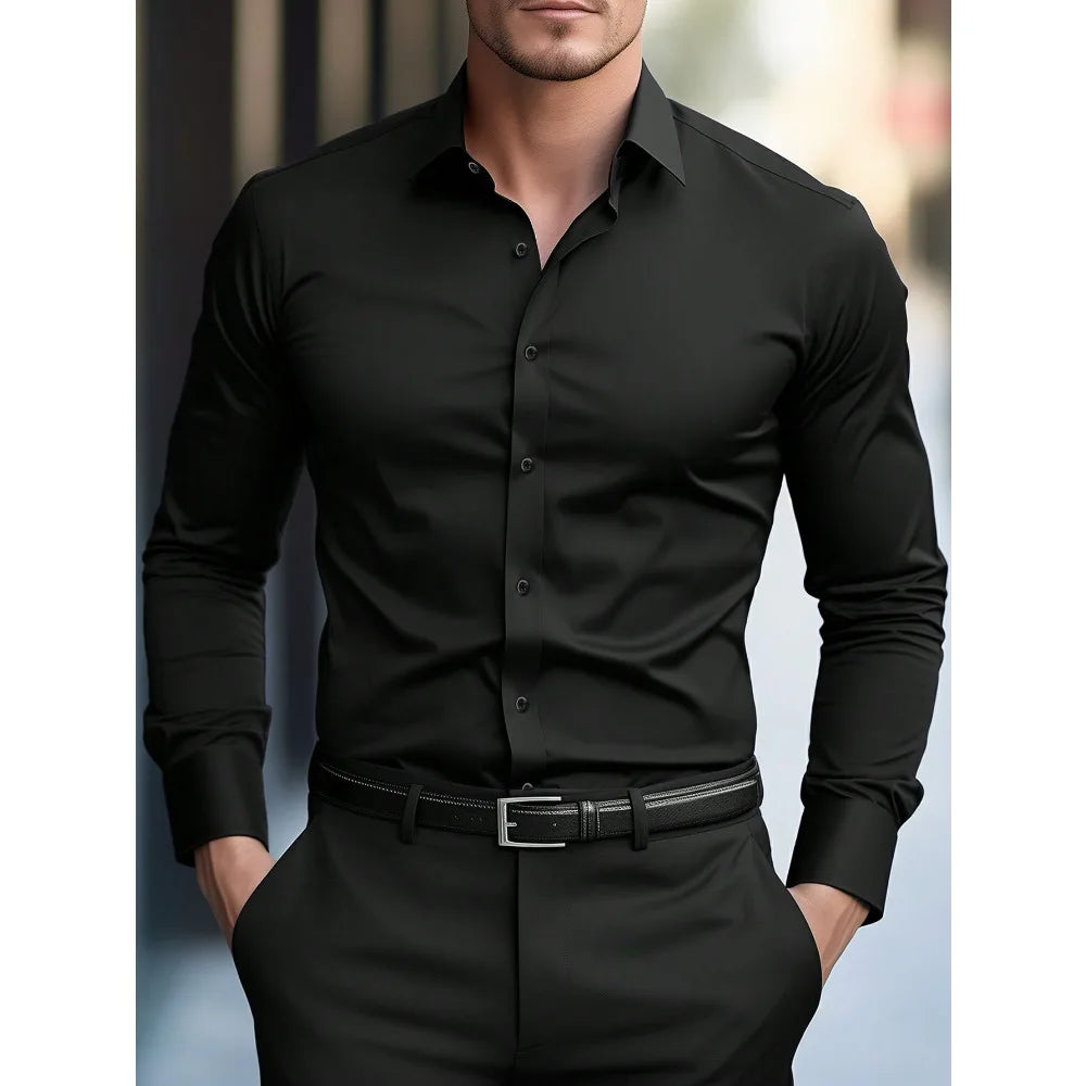 Men's Solid Color Long Sleeve Shirt