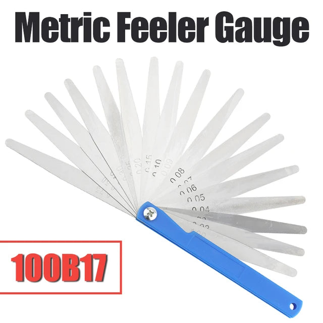 Metric Feeler Gauge Set — 17-Blade 0.02–1.0mm Thickness Gauge (100B17)