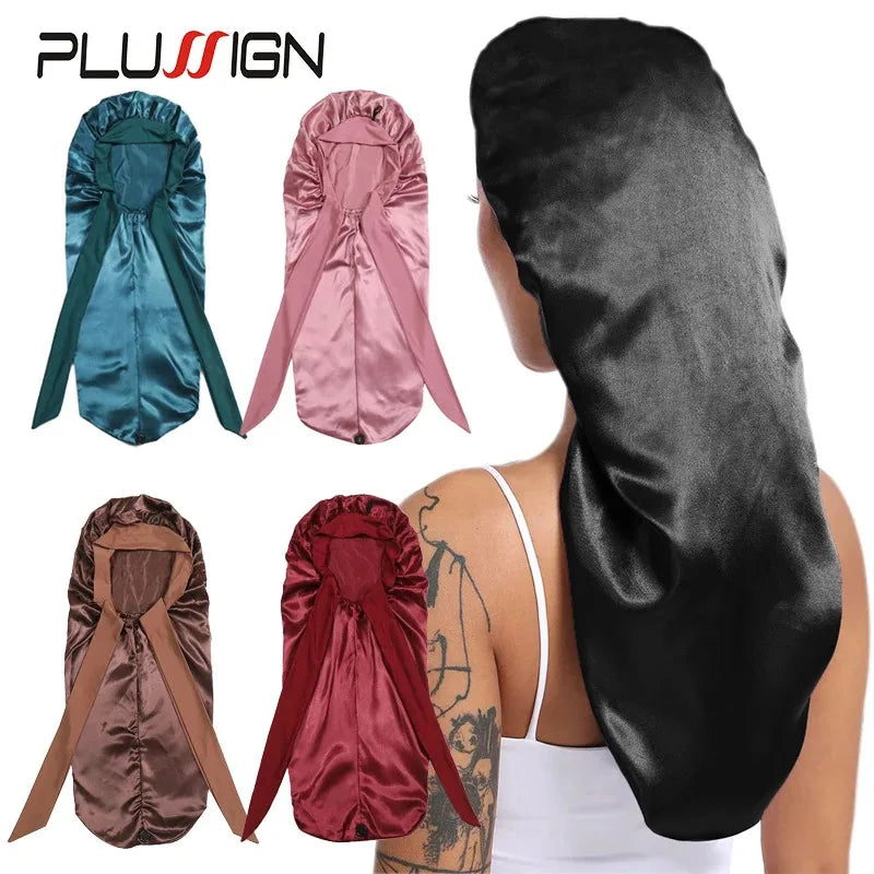 Long Satin Sleep Bonnet – Extra Large Hair Cap for All Hair Types