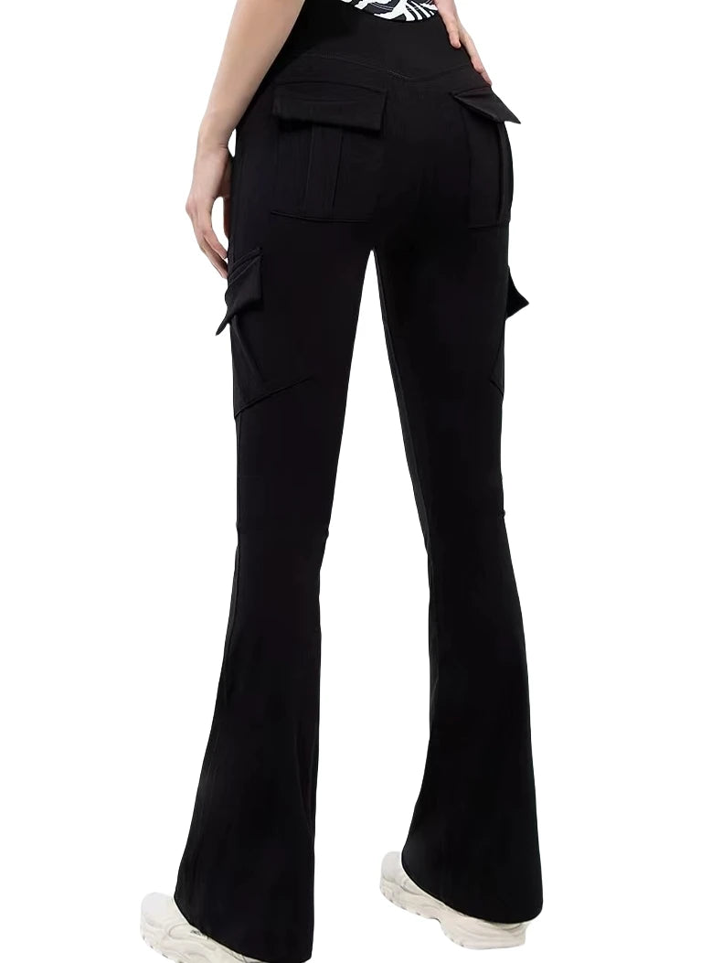Women's Wide Leg Compression Yoga Leggings with Pockets