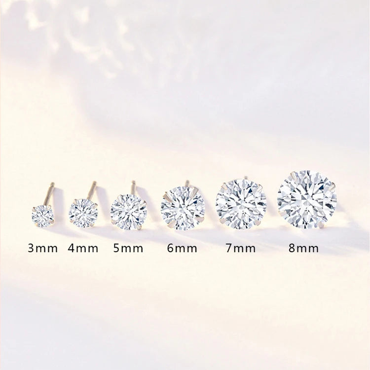 925 Sterling Silver Cubic Zirconia Stud Earrings – Crystal Zircon