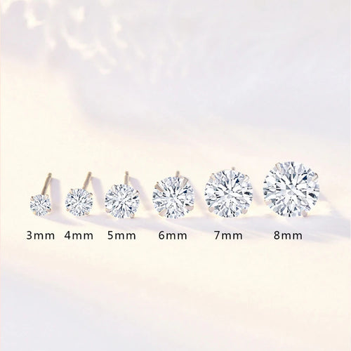 925 Sterling Silver Cubic Zirconia Stud Earrings – Crystal Zircon