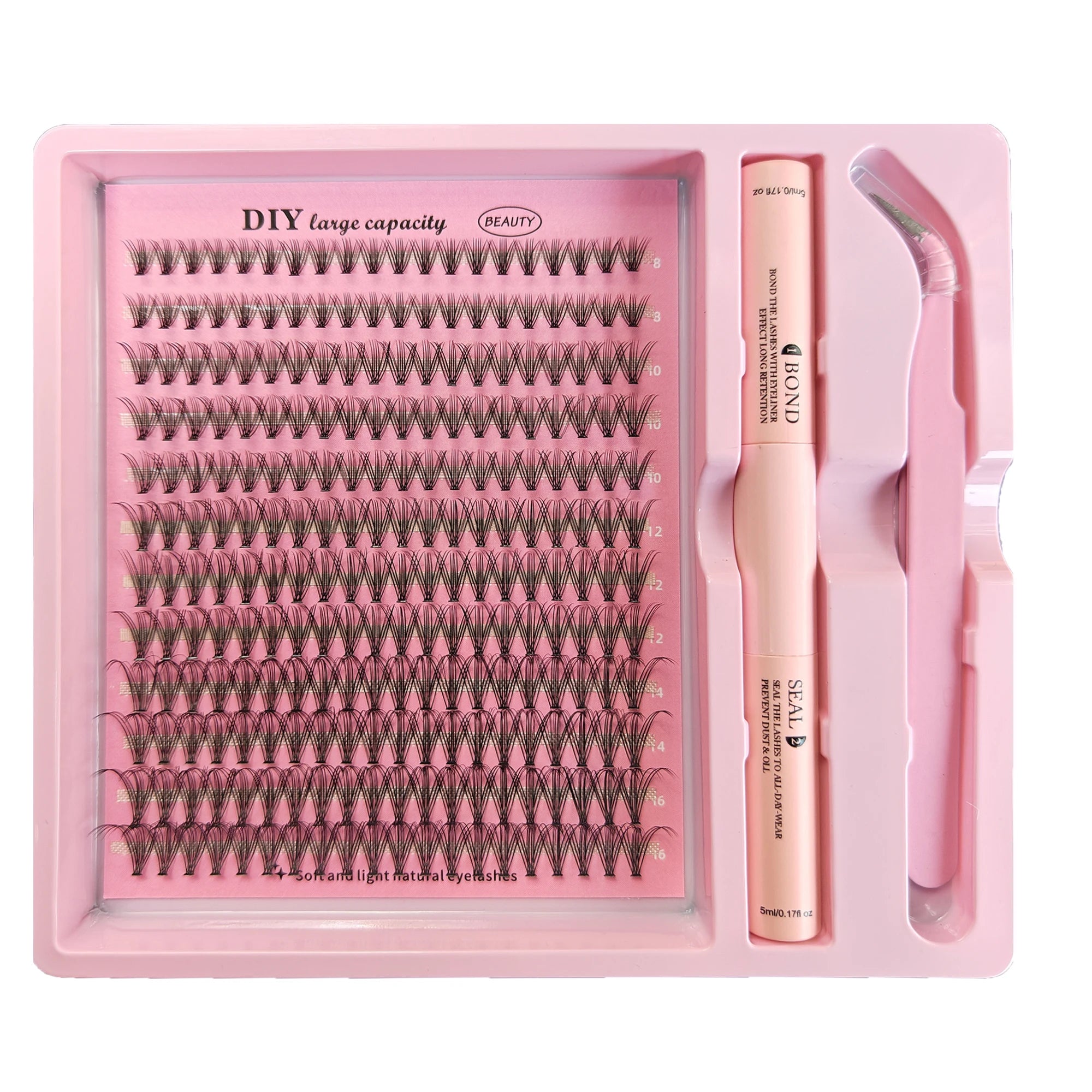 DIY Cluster Lash Kit – Individual Eyelash Extensions with Bond, Seal & Tweezers