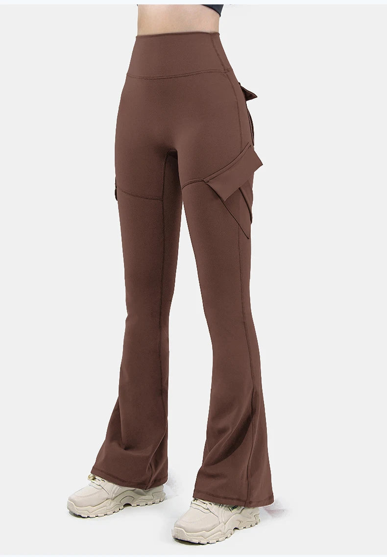 Women's Wide Leg Compression Yoga Leggings with Pockets