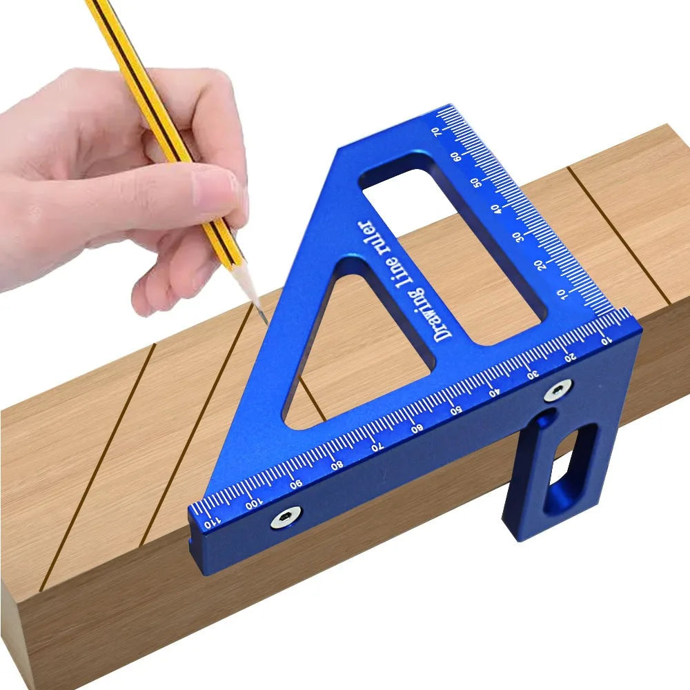 Aluminum Alloy 45/90° Triangle Square Ruler — Precision Layout Tool for Woodworking