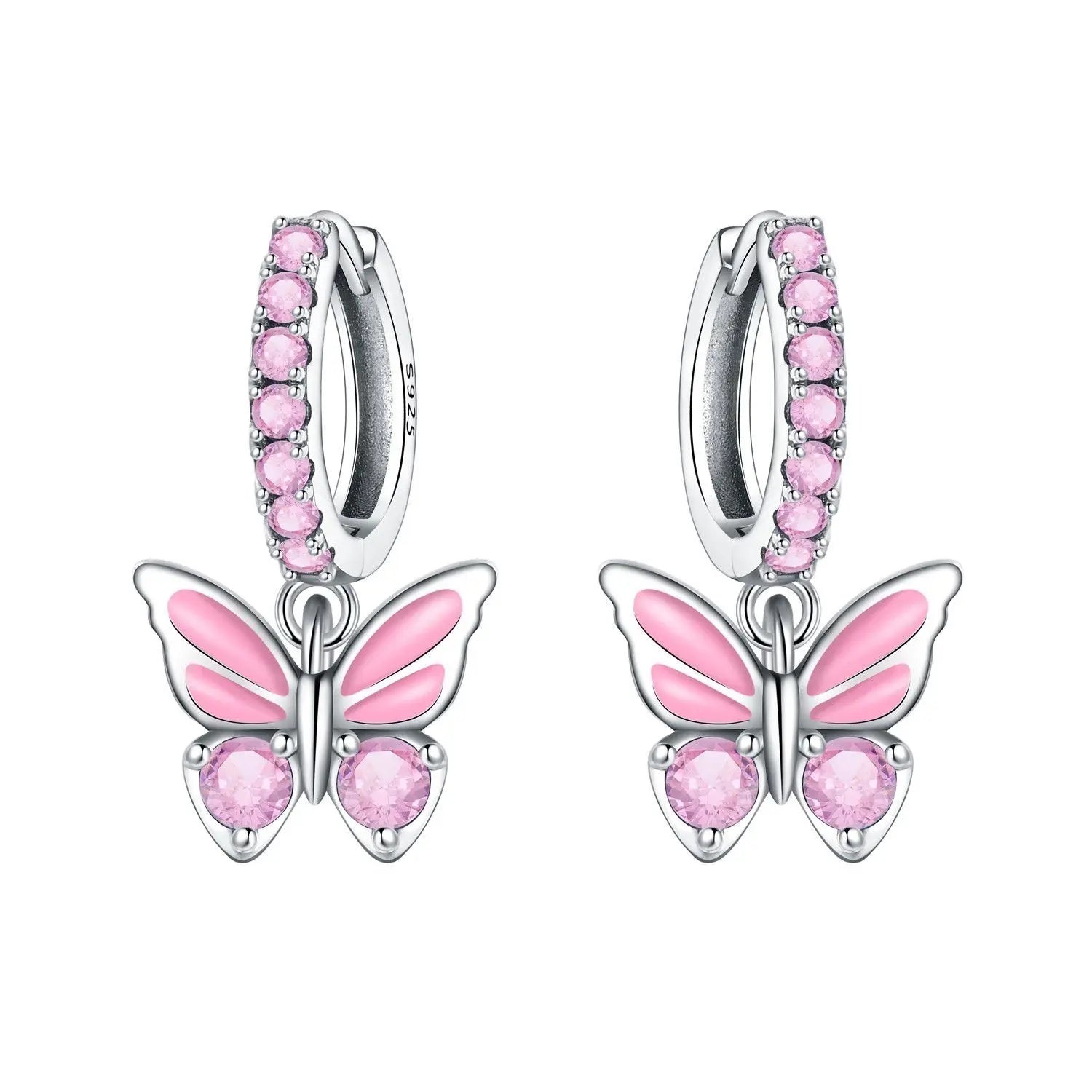 925 Sterling Silver Zircon Butterfly Drop Earrings – Women's Fine Jewelry