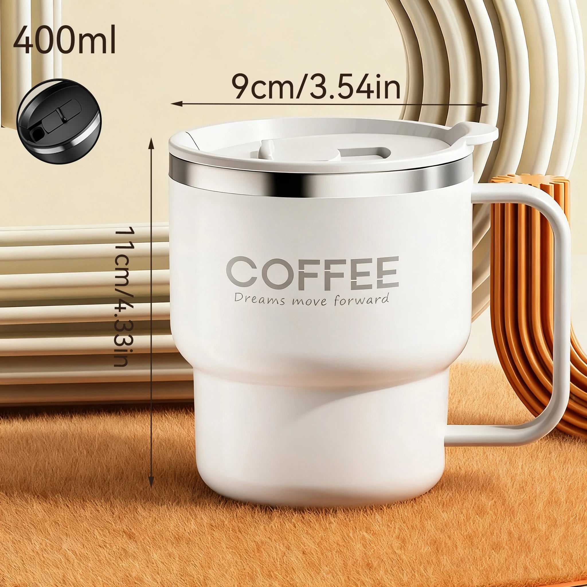 Stainless Steel Insulated Coffee Mug with Handle – Double Wall, Leak-Proof