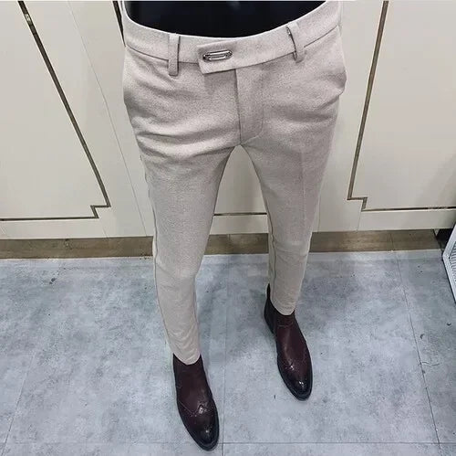 Men's Thickened Woolen Suit Pants - Slim Fit (28-36)