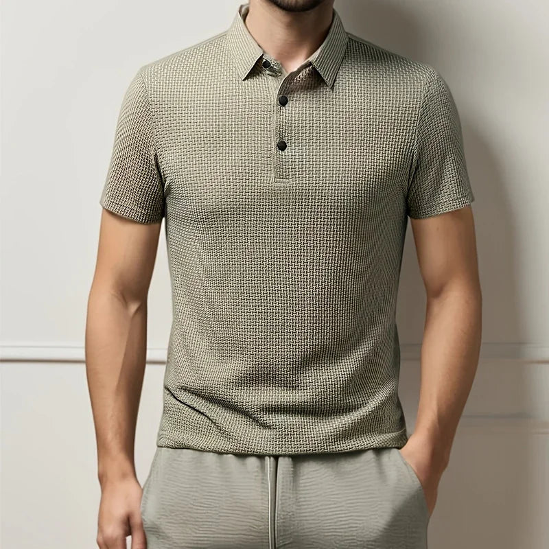 Polo de hombre con textura de hueso – Camiseta transpirable de verano