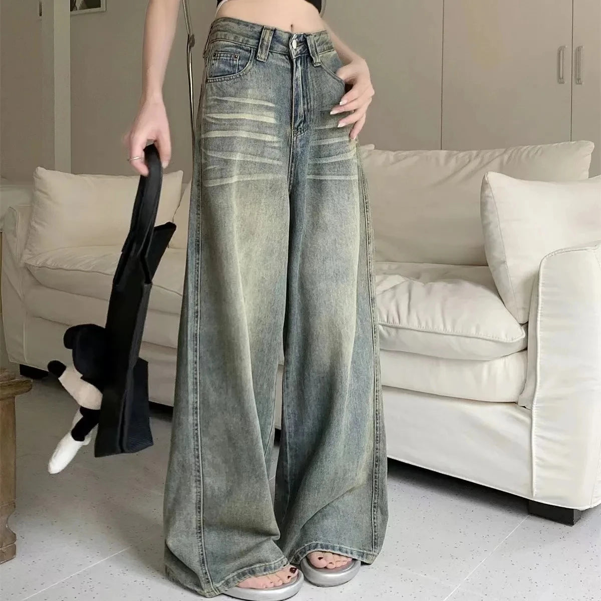 Women's Y2K High Waist Loose Straight Leg Jeans