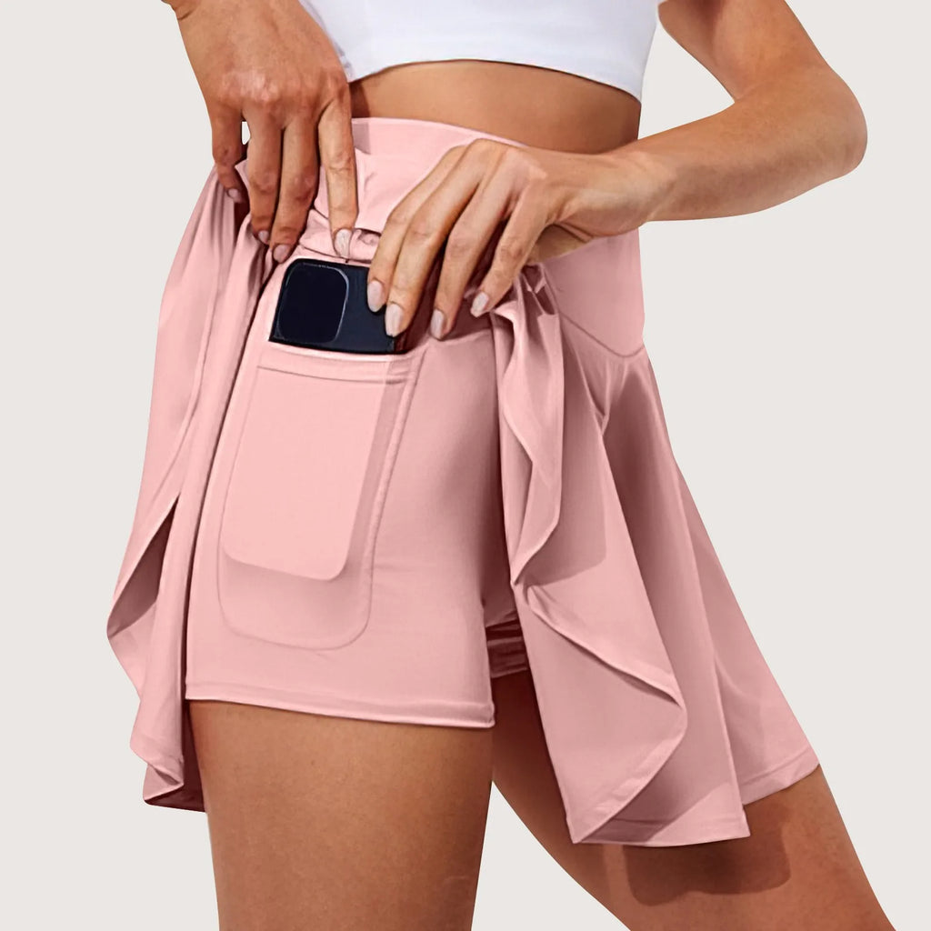 Women's High-Waist Athletic Skort with Built-In Shorts