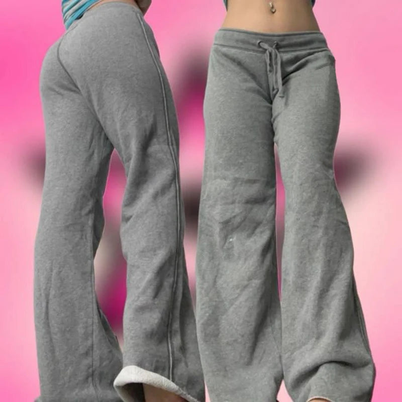 Women's Y2K Letter Print Wide-Leg Velvet Pants
