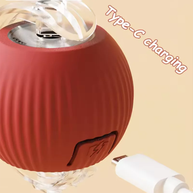 Juguete de bola para gatos con cola y auto-rodante — Recargable por USB