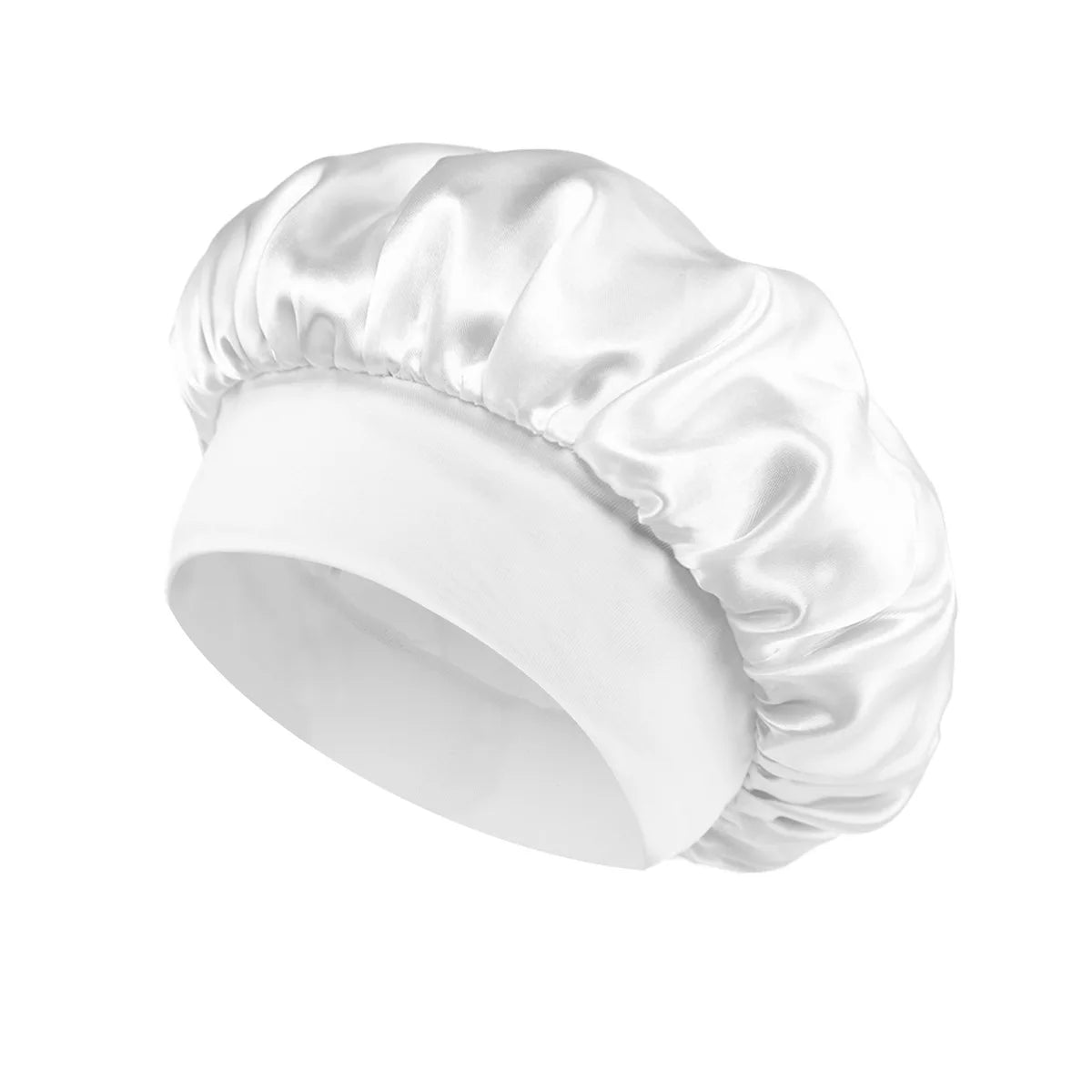 1 unidad de gorro de satén de seda suave con forro, gorro de satén grande para el cabello, gorro de ducha para dormir, envoltura para el cabello largo, herramienta de salón