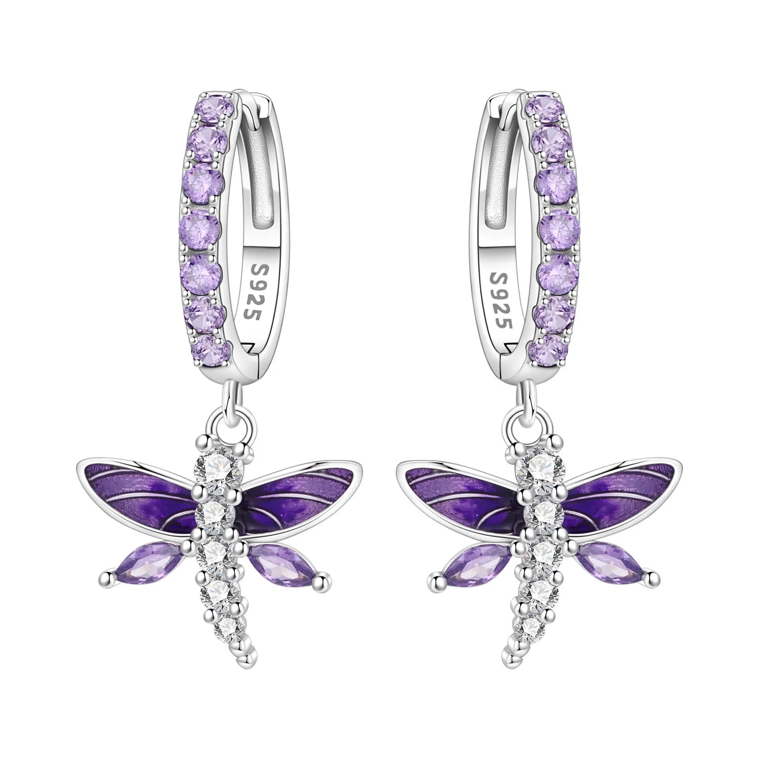 925 Sterling Silver Zircon Butterfly Drop Earrings – Women's Fine Jewelry