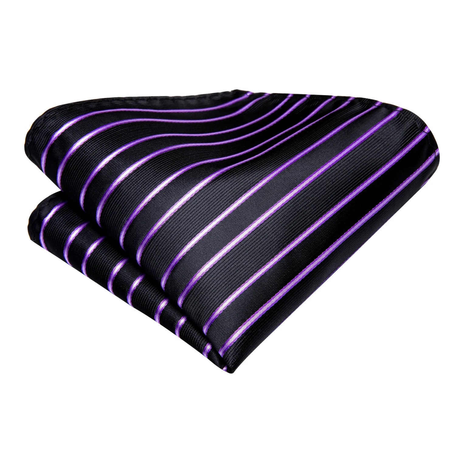 Striped Jacquard Necktie, Pocket Square & Cufflinks Set – Purple