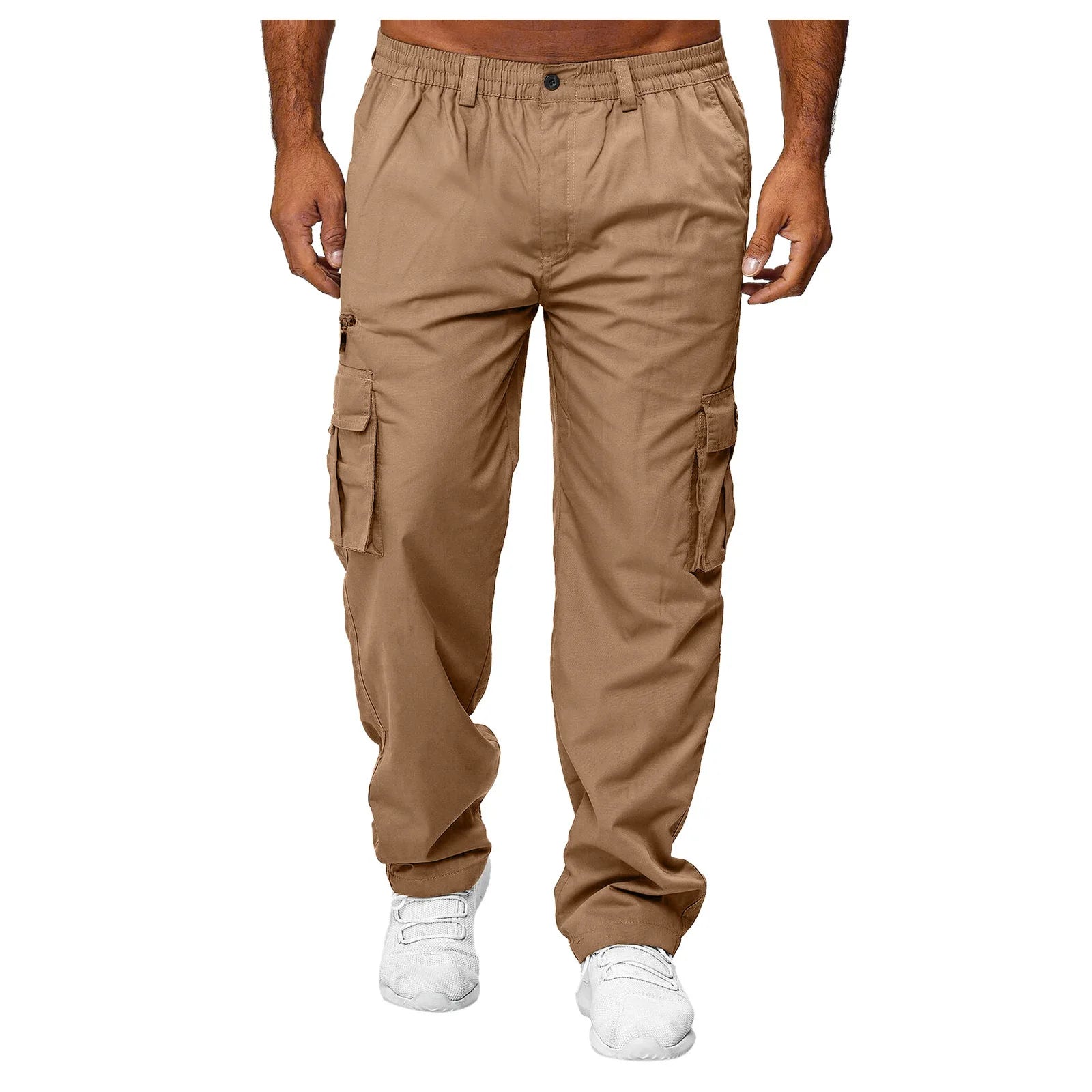 Men's Casual Knitted Jogger Pants with Optional Zip Pockets – Solid Color Sweatpants