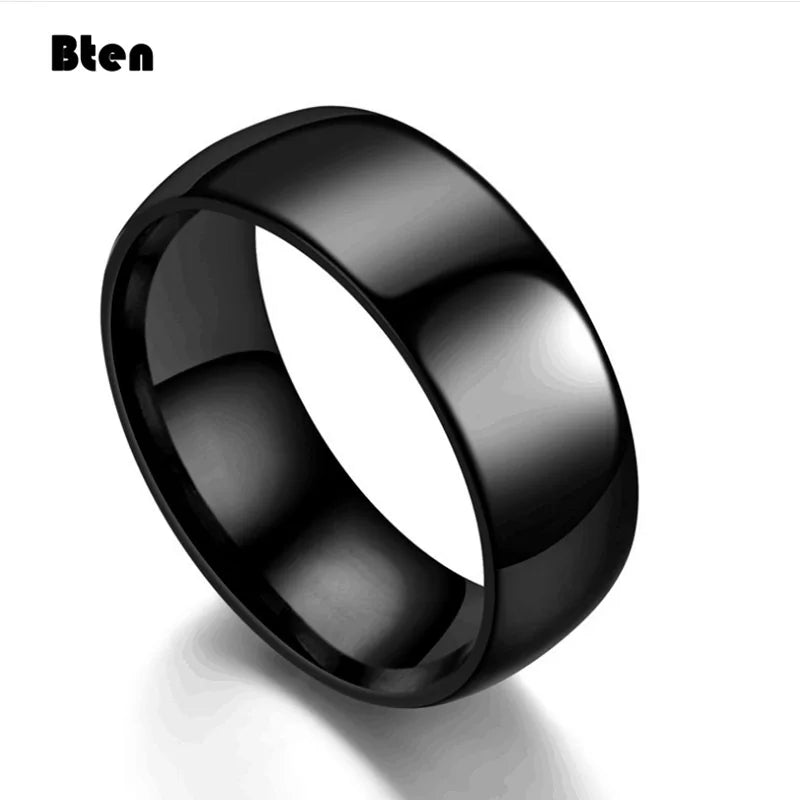 Anillo clásico liso pulido | 4 mm, 6 mm y 8 mm | Alianza de boda para mujer y hombre | Negro, Oro, Plata