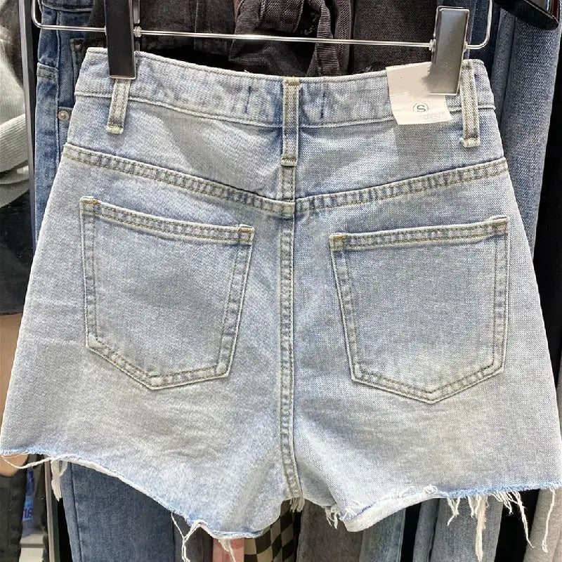High-Waist Ripped Wide-Leg Denim Shorts – 4 Colors