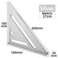 Aluminum Alloy Carpenter's Triangle Ruler — Set Square, Protractor & Saw Guide