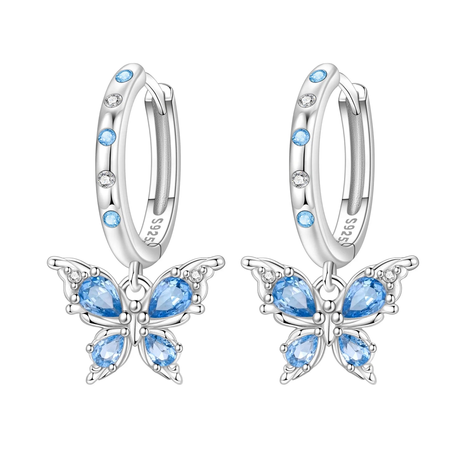 925 Sterling Silver Zircon Butterfly Drop Earrings – Women's Fine Jewelry