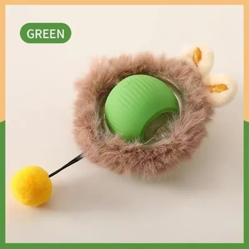 Juguete de bola para gatos con cola y auto-rodante — Recargable por USB