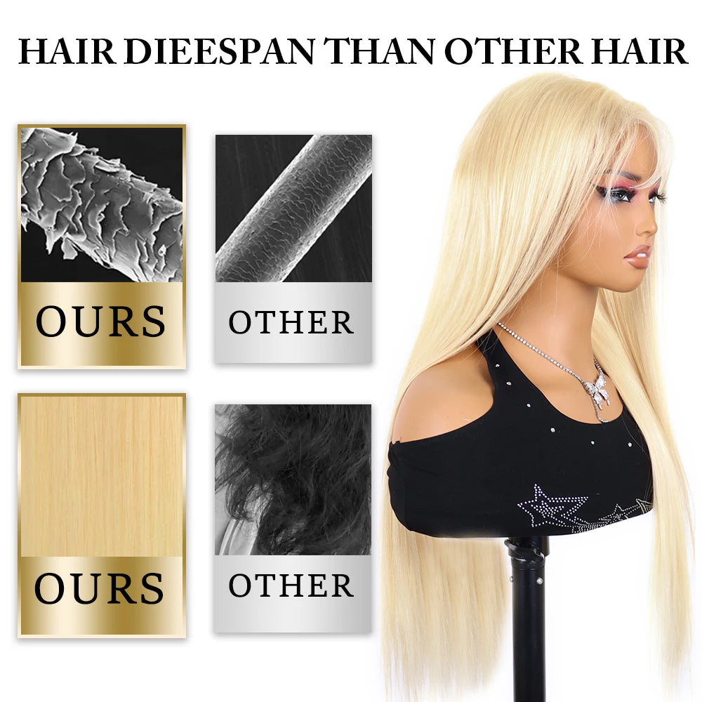 613 Honey Blonde HD Lace Front Wig – Straight & Body Wave | Brazilian Human Hair
