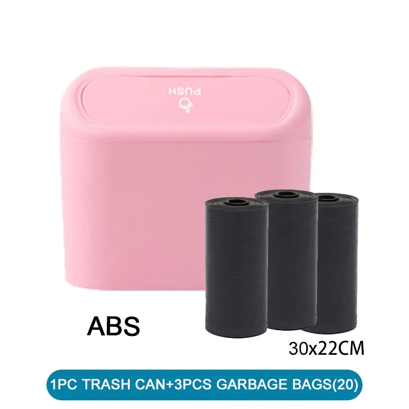 Car Trash Can with Lid – Mini Leak-Proof Bin with Garbage Bags