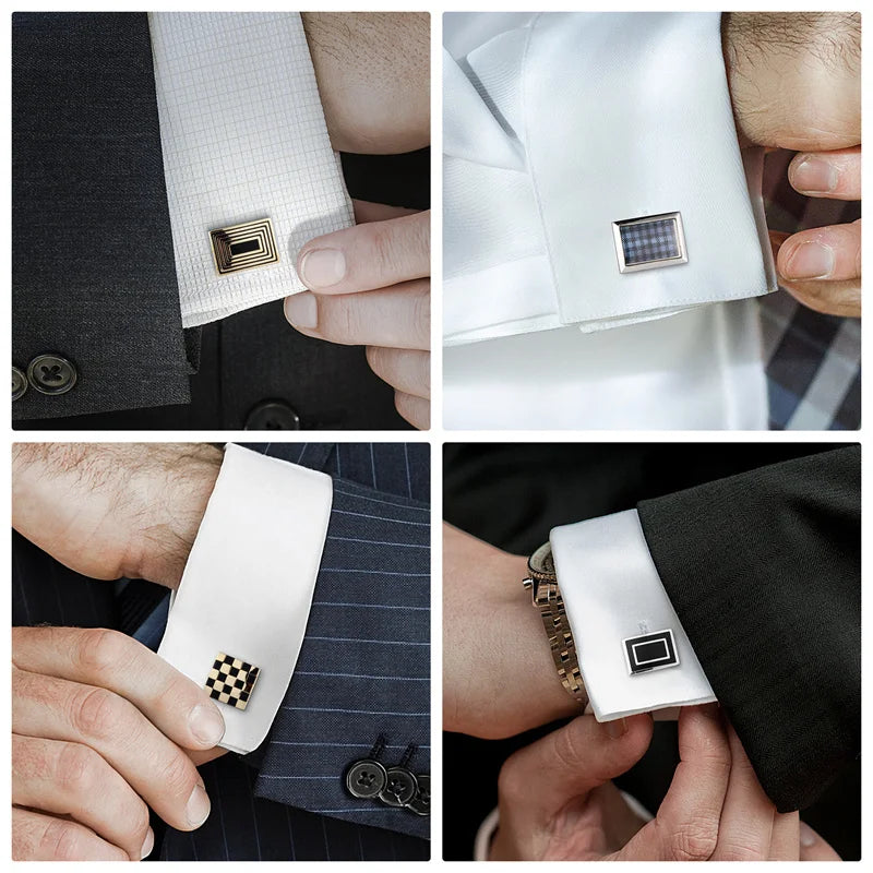 Square Cufflinks & Tie Clip Set | Unisex Dress Shirt Accessories