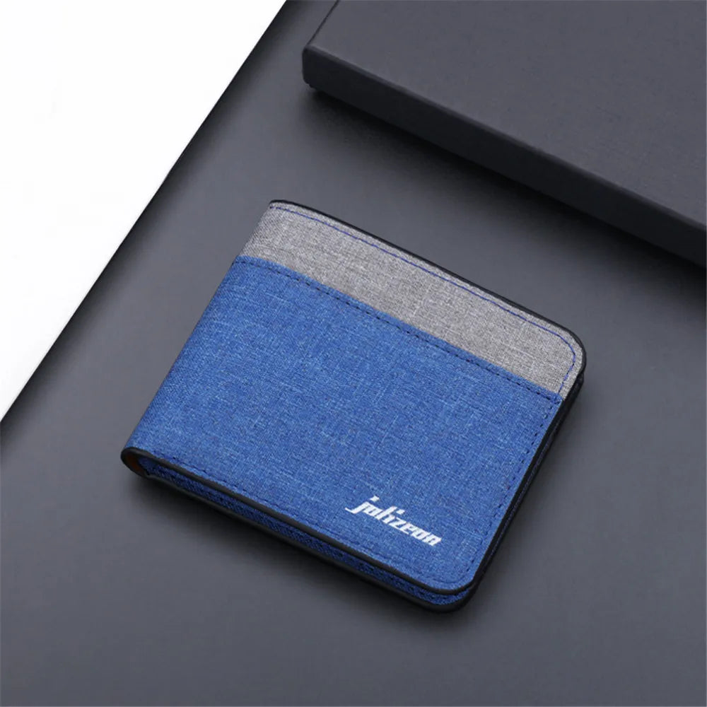 Men's Slim Canvas Card Holder Wallet — Mini Thin Coin Pouch & ID Holder