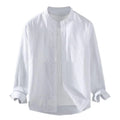 Camisa de lino de cuello mao para hombre - Manga larga casual (M-4XL)