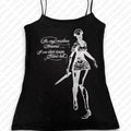 Top corto gótico estético con tirantes, estilo emo para chicas, moda Y2K, ropa vintage, camiseta bebé con estampado de letras, sin mangas, verano, Harajuku, entallada, estilo callejero de los años 2000