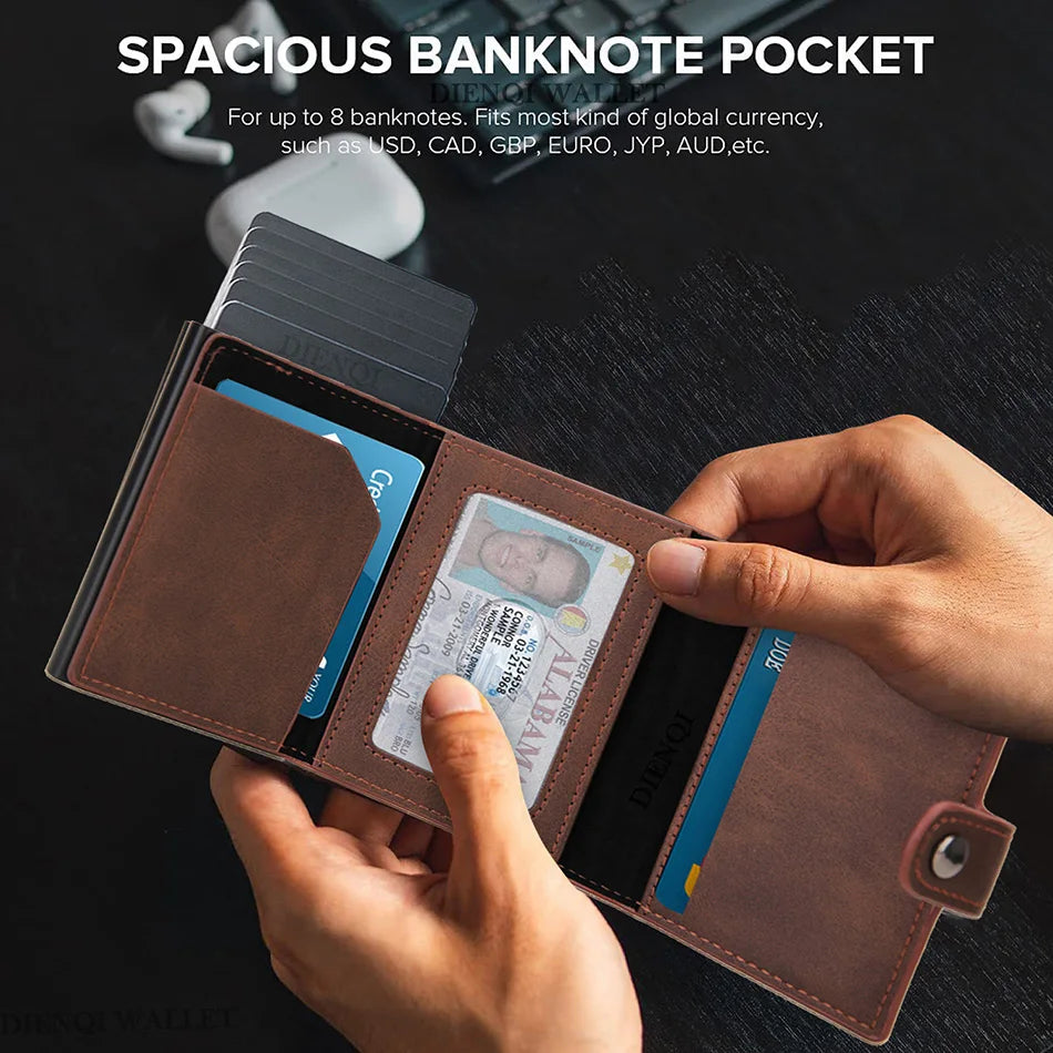 RFID Blocking Card Holder Wallet with AirTag Pocket — Slim Minimalist Men's Wallet