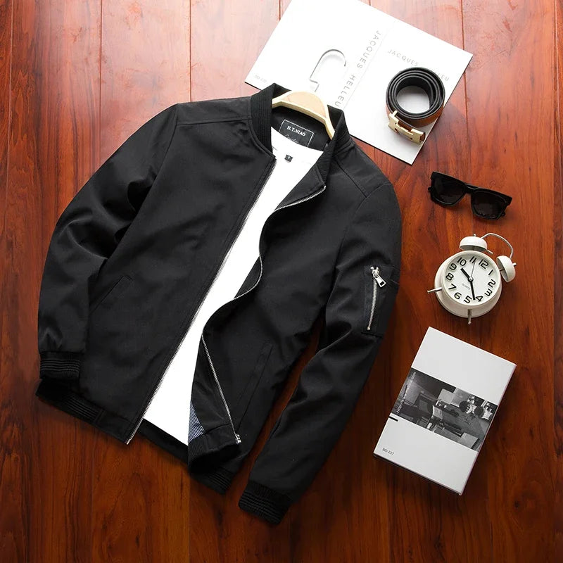 Slim-Fit Zip-Up Bomber Jacket
