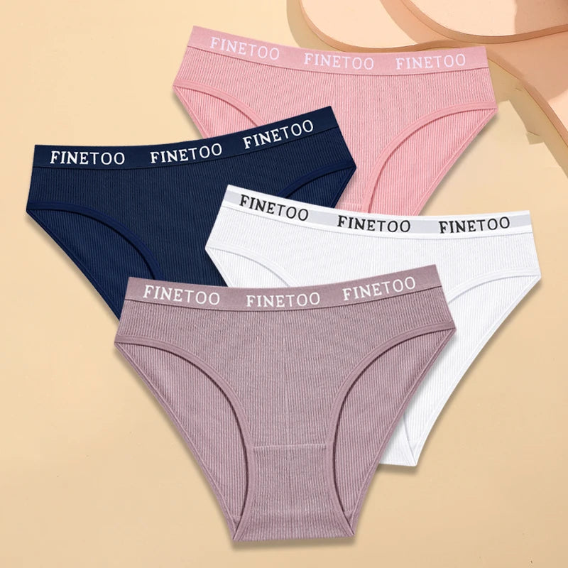 Women's 4-Pack Cotton Striped Briefs | Low-Rise Breathable Underwear M-XXL
