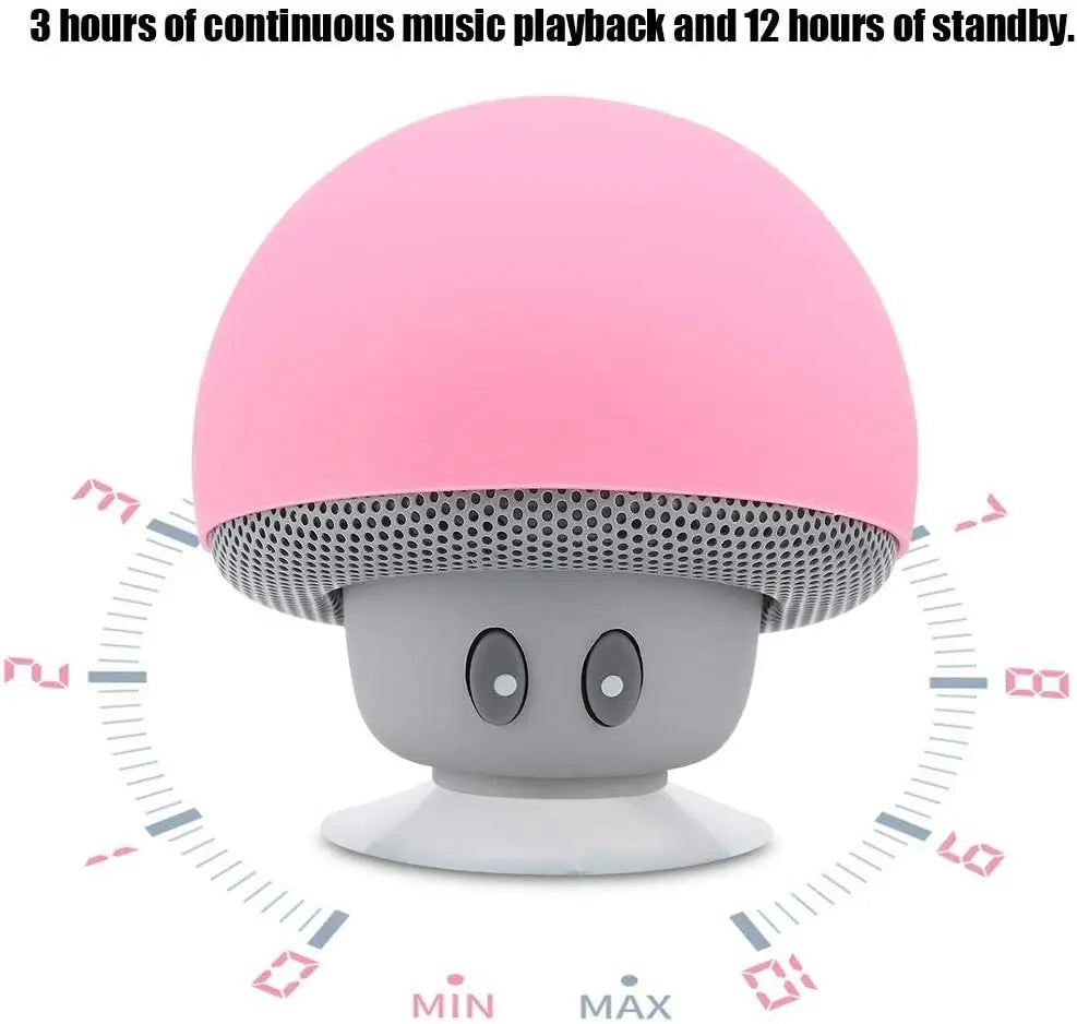 Mushroom Bluetooth Speaker – Wireless, Waterproof & Portable with Suction Cup