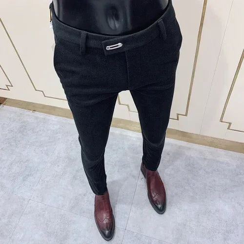 Men's Thickened Woolen Suit Pants - Slim Fit (28-36)