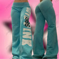 Women's Y2K Letter Print Wide-Leg Velvet Pants