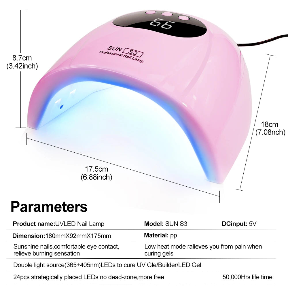 24 LED UV Nail Lamp with LCD Display & Motion Sensing